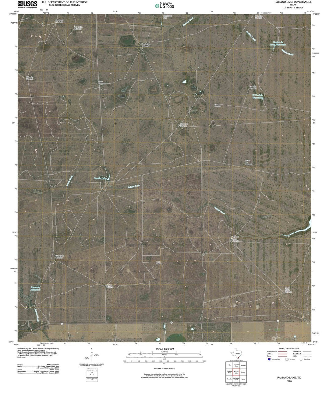 2010 Paisano Lake, TX - Texas - USGS Topographic Map