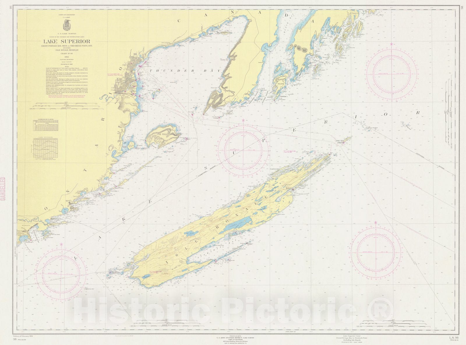 Historic Nautical Map - Lake Superior Coast Grand Portage Bay To Shesheeb Point Including Isle Royale, 1962 NOAA Chart - Vintage Wall Art