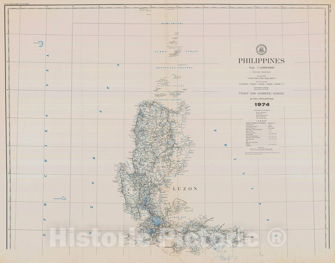 Historic Nautical Map - Philippines, 1974 NOAA Chart - Vintage Wall Art