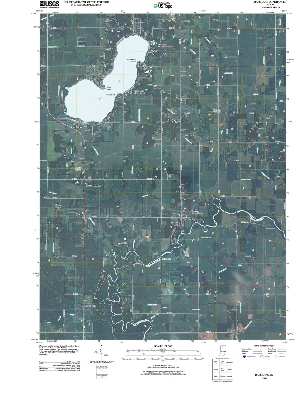 2010 Bass Lake, in - Indiana - USGS Topographic Map