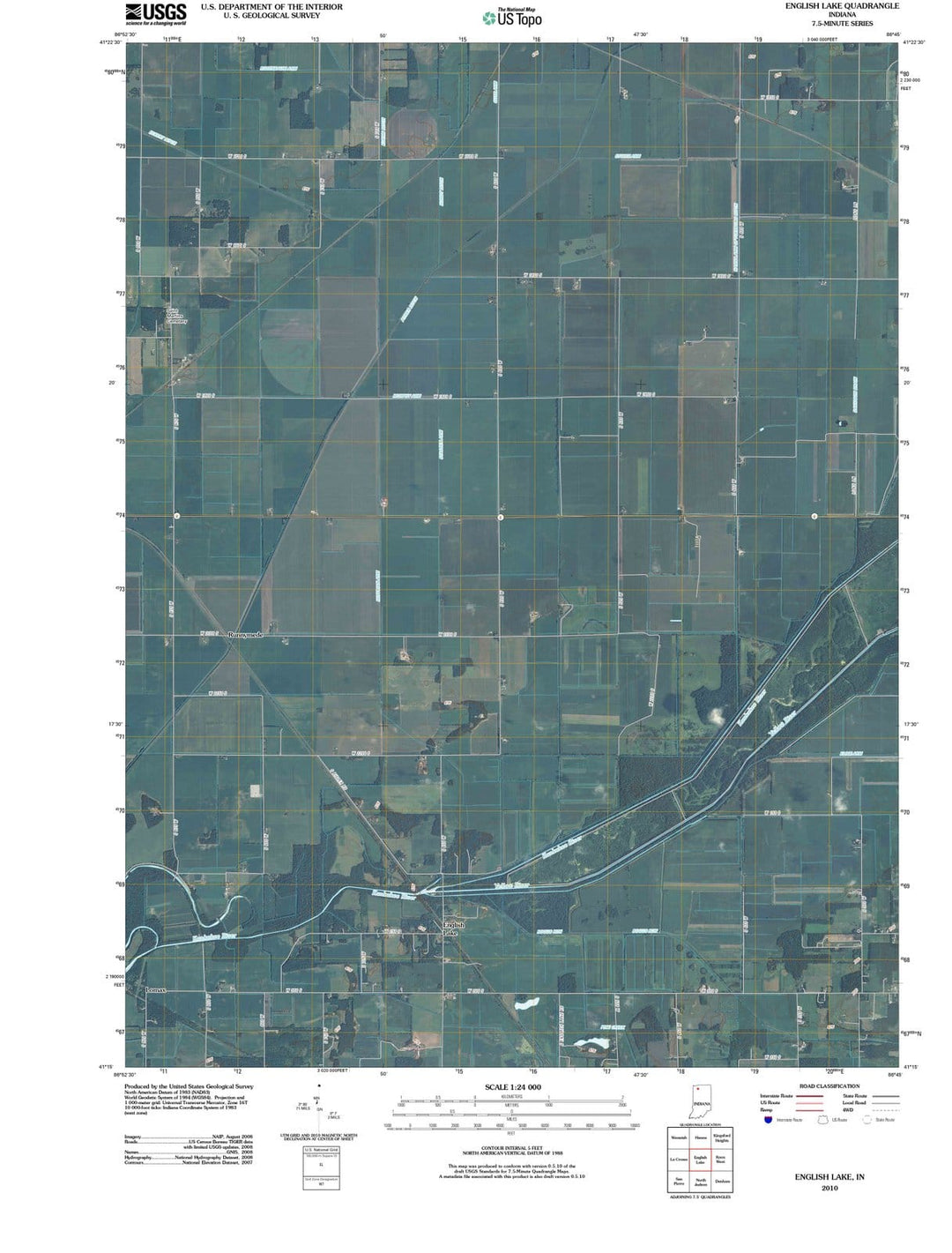 2010 English Lake, in - Indiana - USGS Topographic Map