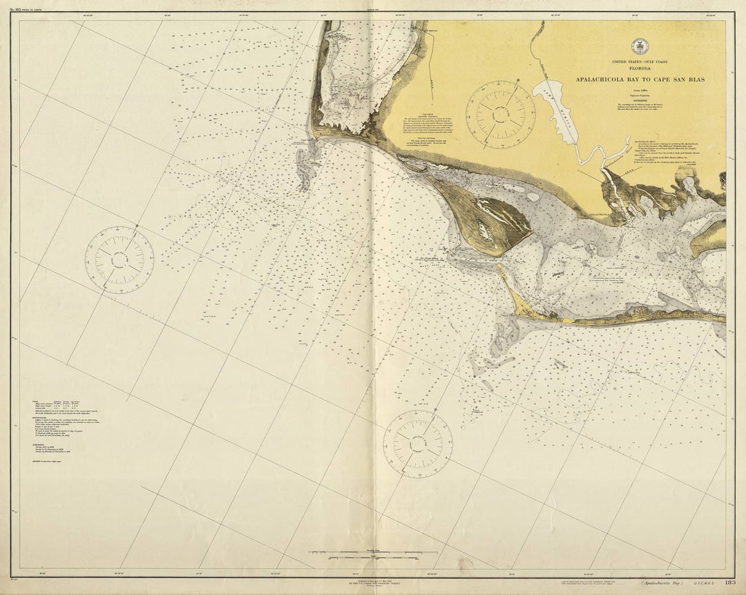 Historic Nautical Map - Apalachicola Bay To Cape San Blas, 1938 NOAA Chart - Vintage Wall Art