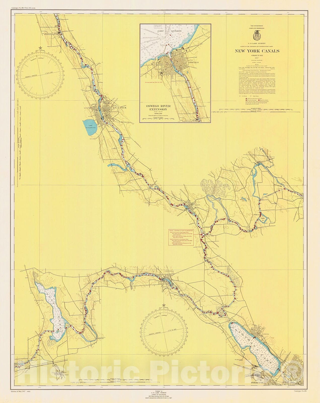 Historic Nautical Map - New York Canals, 1947 NOAA Chart - Vintage Wall Art