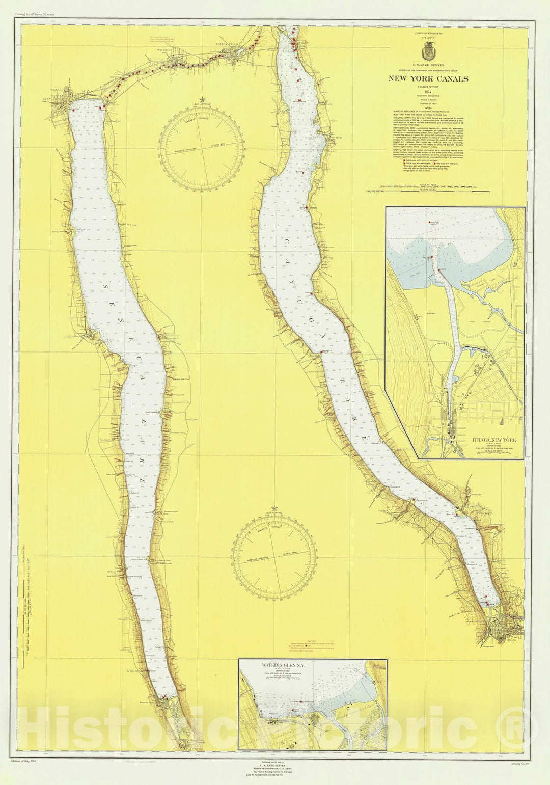 Historic Nautical Map - New York Canals, 1952 NOAA Chart - Vintage Wall Art