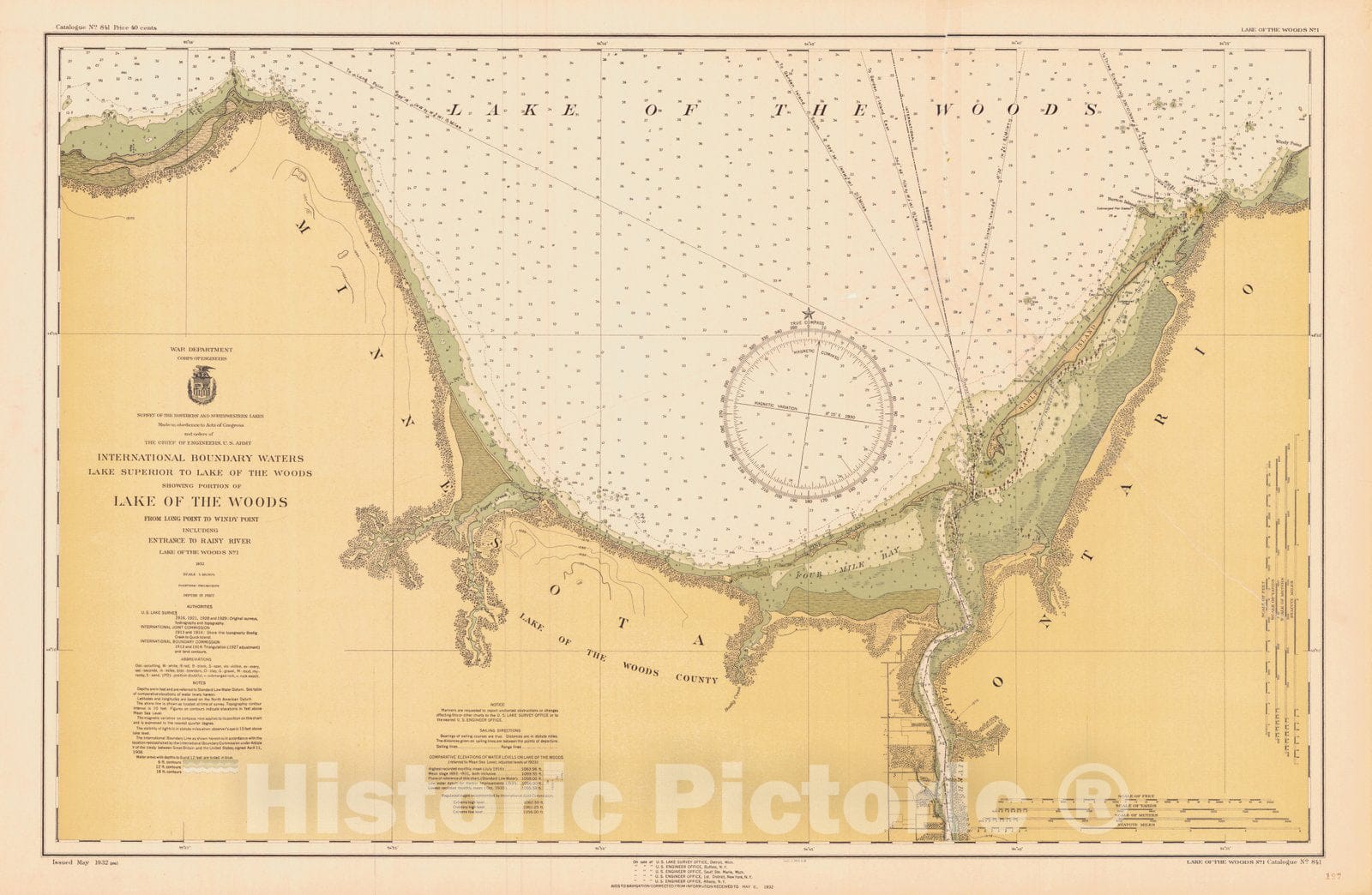 Historic Nautical Map - Lake Of The Woods, 1932 NOAA Chart - Vintage Wall Art