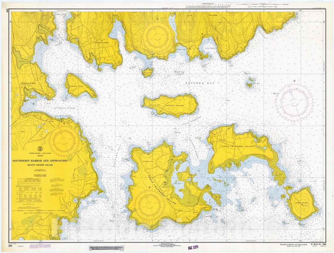 Historic Nautical Map - Southwest Harbor And Approaches, 1970 NOAA Chart - Vintage Wall Art