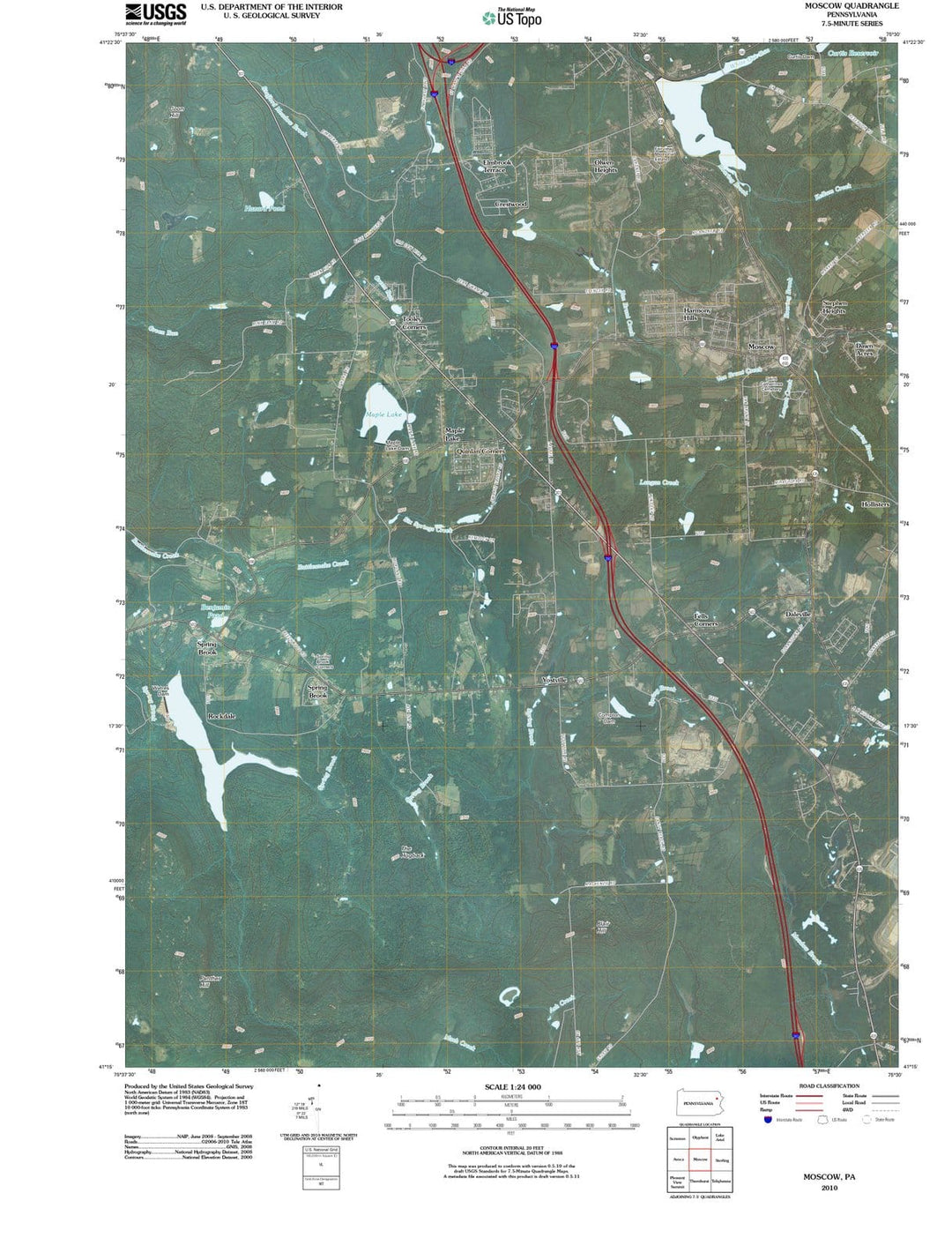 2010 Moscow, PA - Pennsylvania - USGS Topographic Map