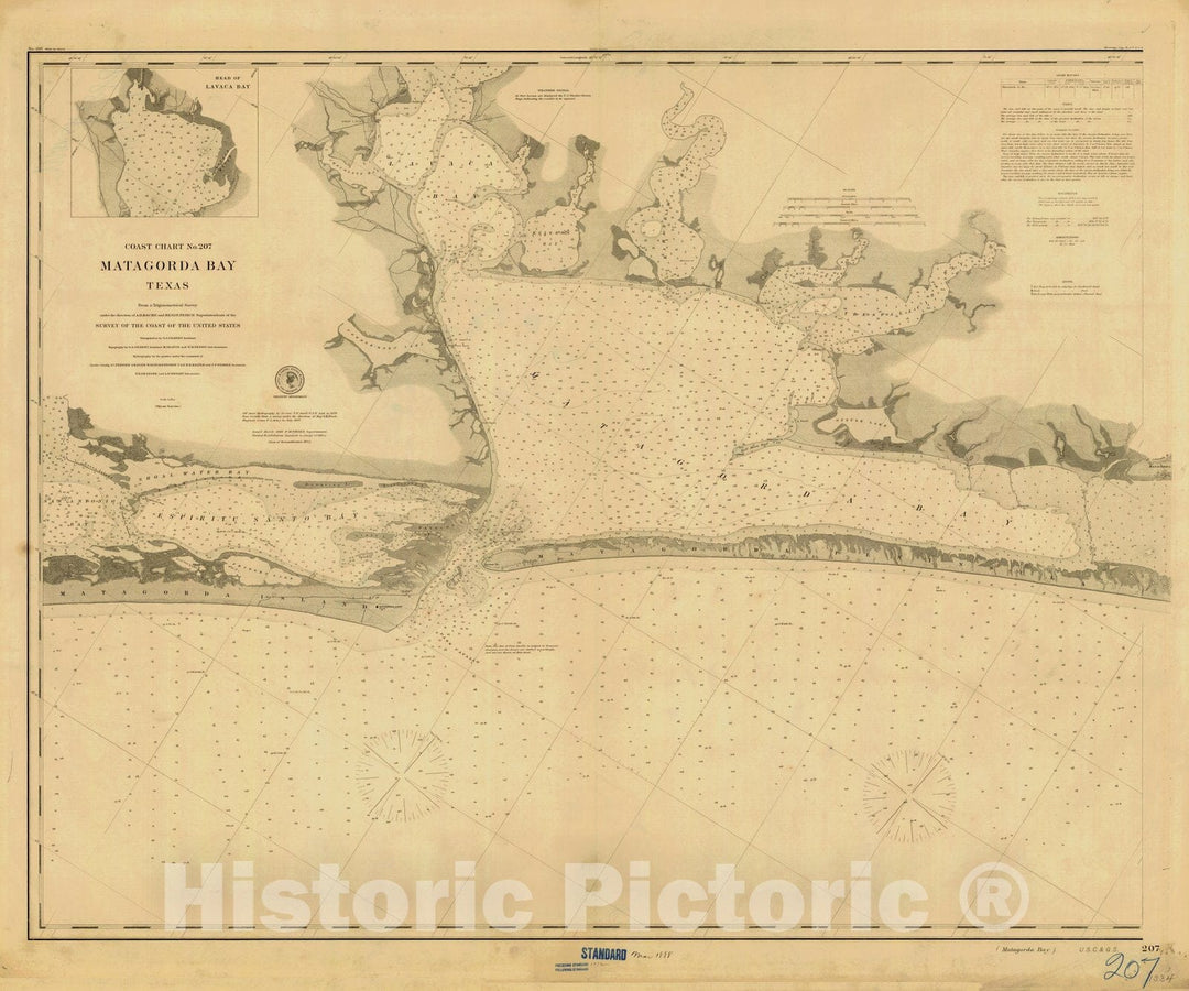 Historic Nautical Map - Matagorda Bay, 1888 NOAA Chart - Vintage Wall Art