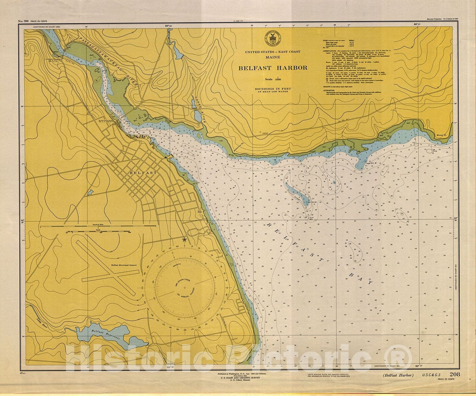 Historic Nautical Map - Belfast Harbor, 1949 NOAA Chart - Vintage Wall Art