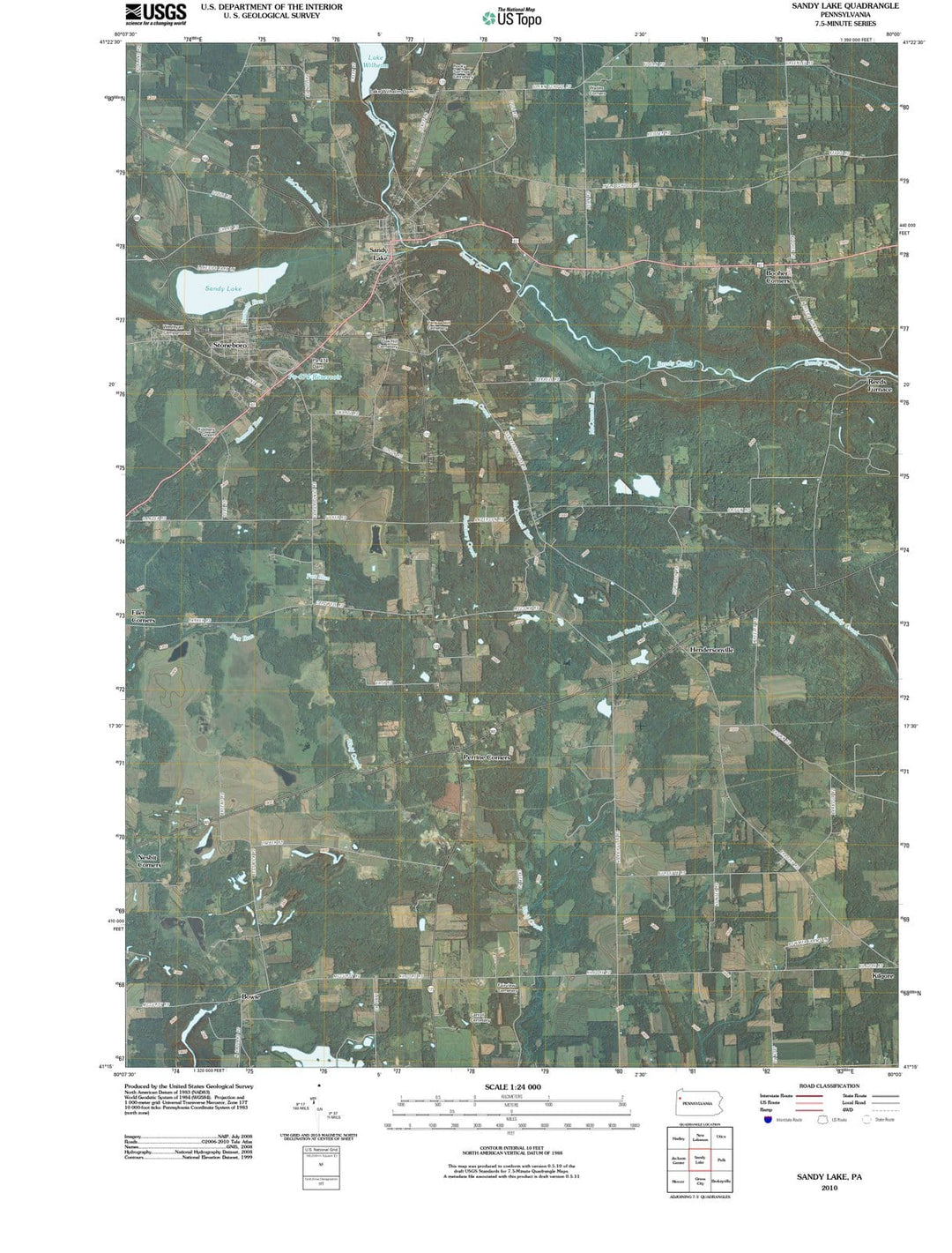 2010 Sandy Lake, PA - Pennsylvania - USGS Topographic Map