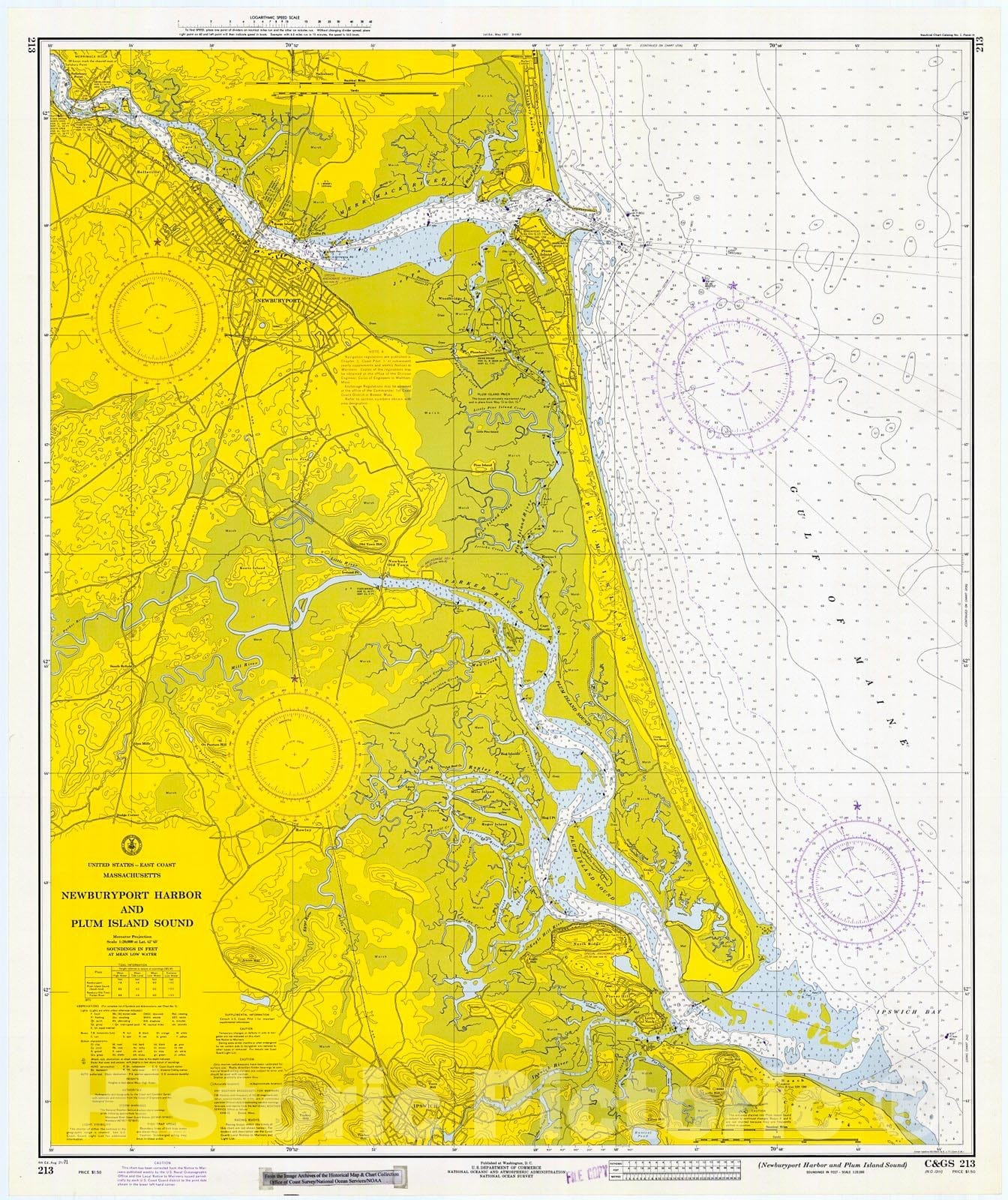 Historic Nautical Map - Newburyport Harbor And Plum Island Sound, Massachusetts, 1971 NOAA Chart - Vintage Wall Art