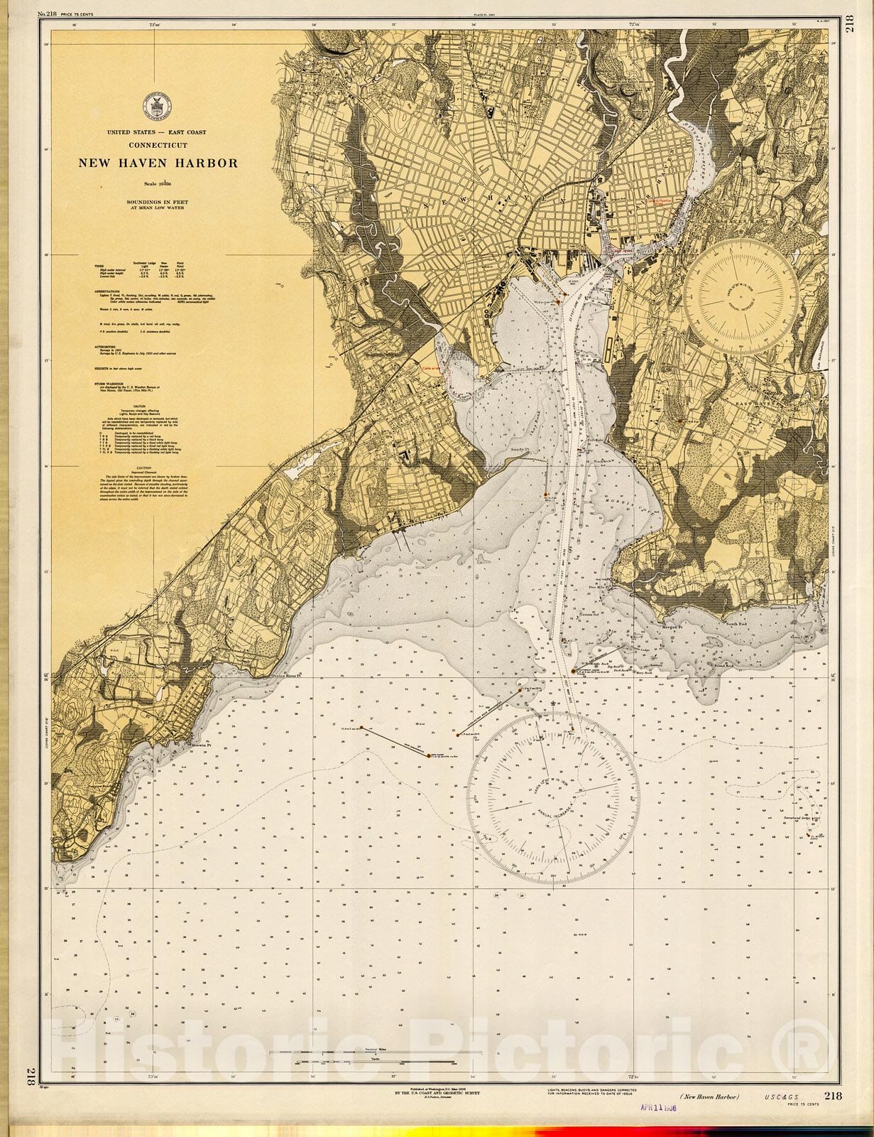 Historic Nautical Map - New Haven Harbor, 1936 NOAA Chart - Vintage Wall Art