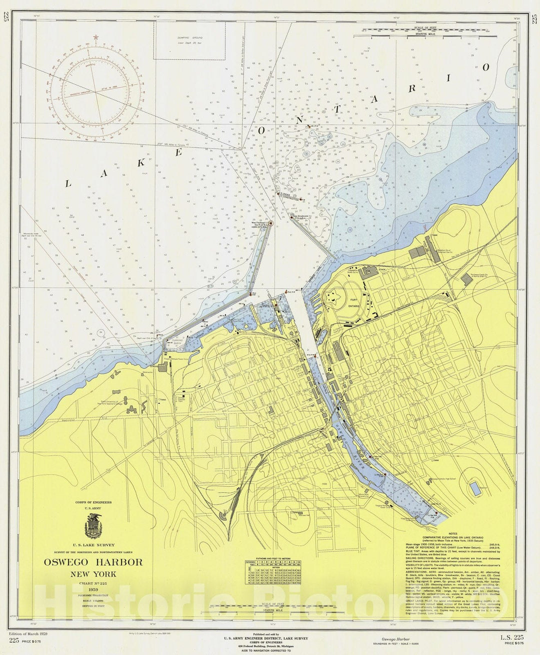 Historic Nautical Map - Oswego Harbor, 1959 NOAA Chart - Vintage Wall Art