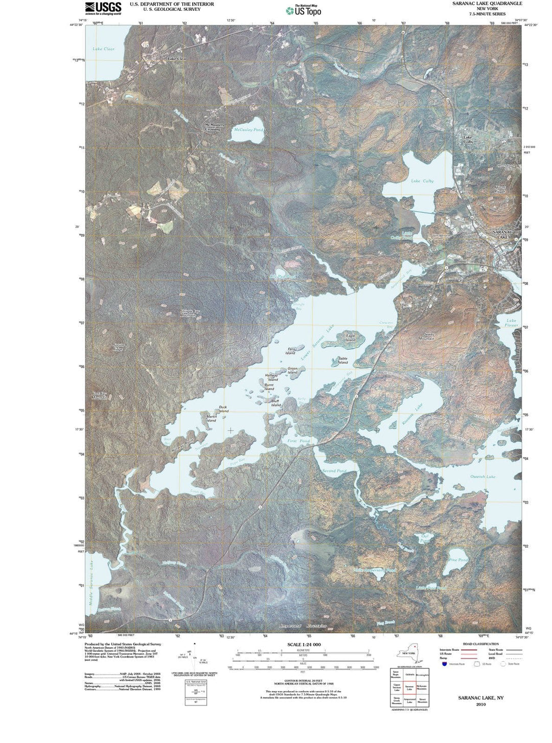 2010 Saranac Lake, NY - New York - USGS Topographic Map