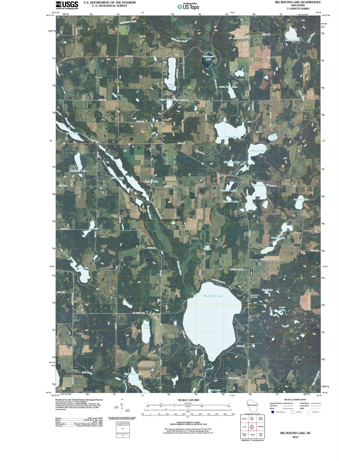 2010 Big Round Lake, WI - Wisconsin - USGS Topographic Map