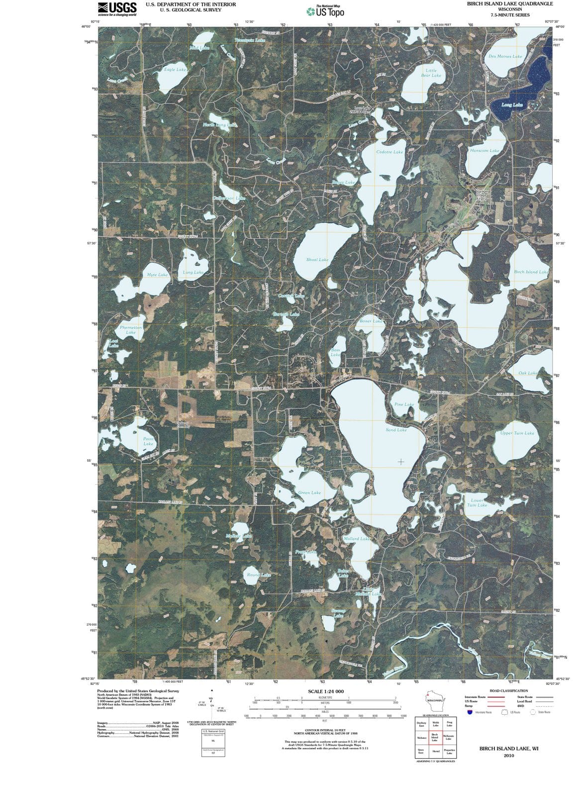 2010 Birch Island Lake, WI - Wisconsin - USGS Topographic Map