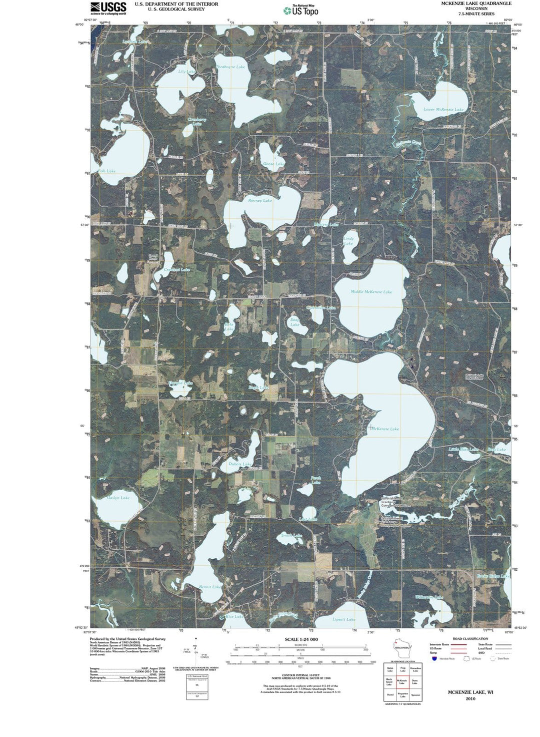 2010 McKenzie Lake, WI - Wisconsin - USGS Topographic Map