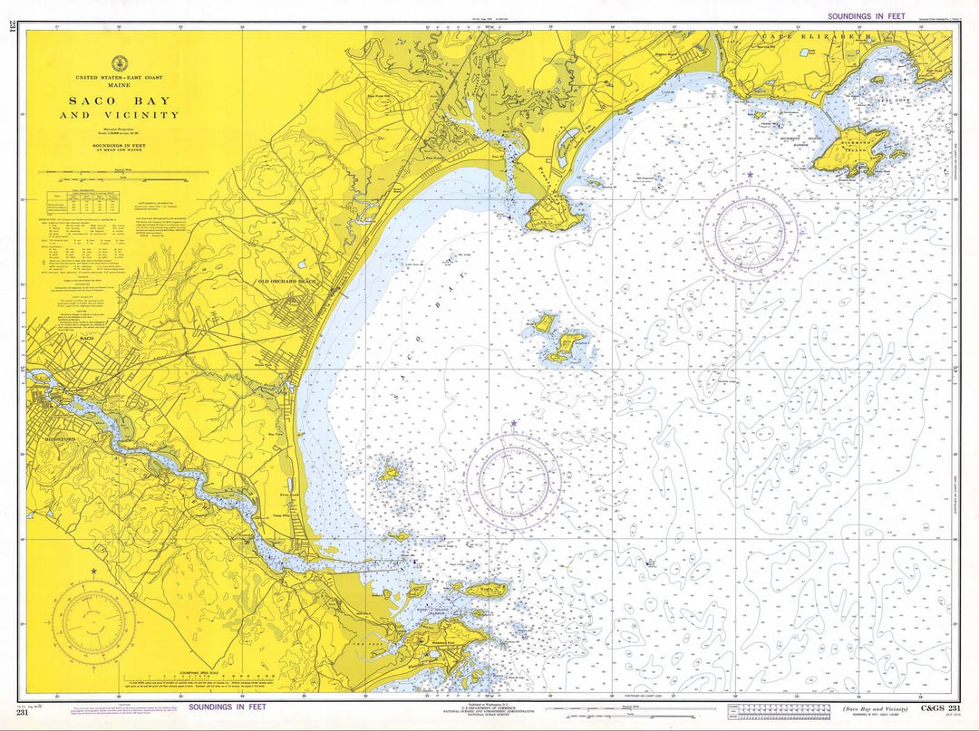 Historic Nautical Map - Saco Bay And Vicinity, Maine, 1972 NOAA Chart - Vintage Wall Art