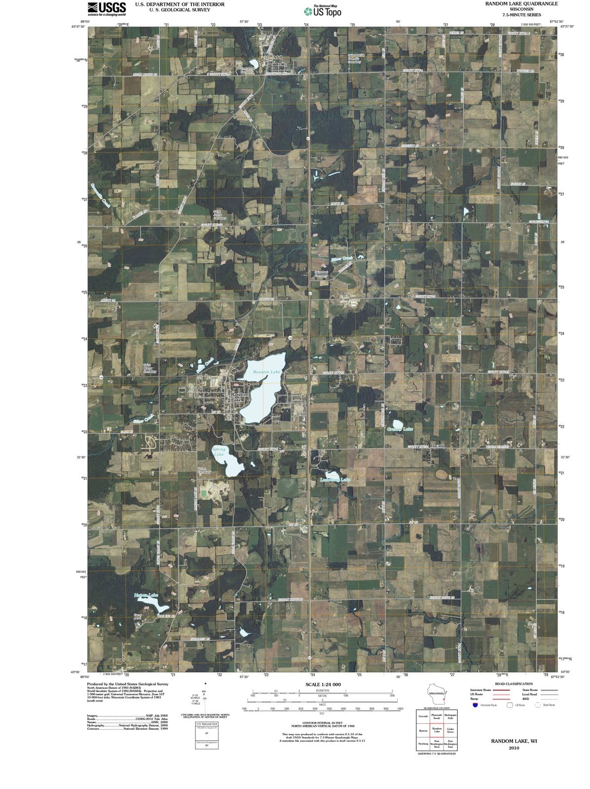 2010 Random Lake, WI - Wisconsin - USGS Topographic Map