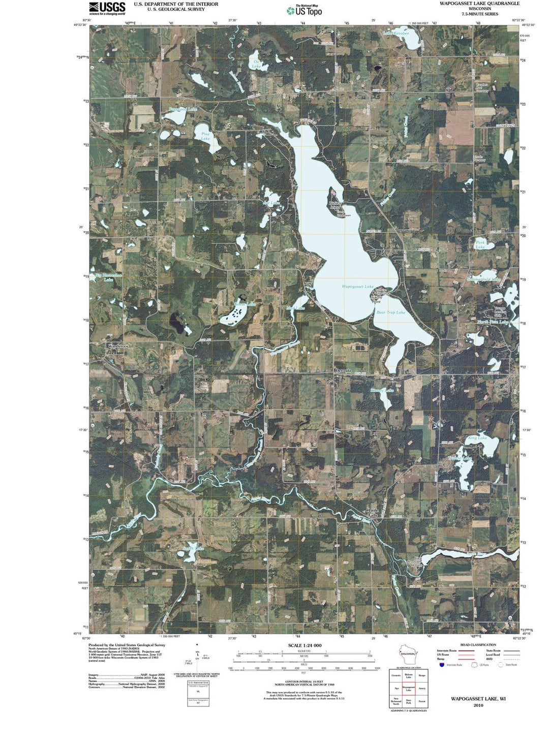 2010 Wapogasset Lake, WI - Wisconsin - USGS Topographic Map