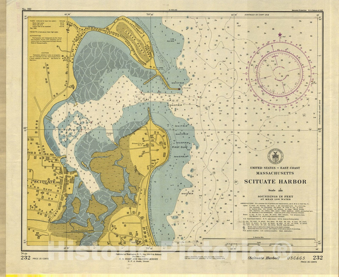 Historic Nautical Map - Scituate Harbor, 1954 NOAA Chart - Vintage Wall Art