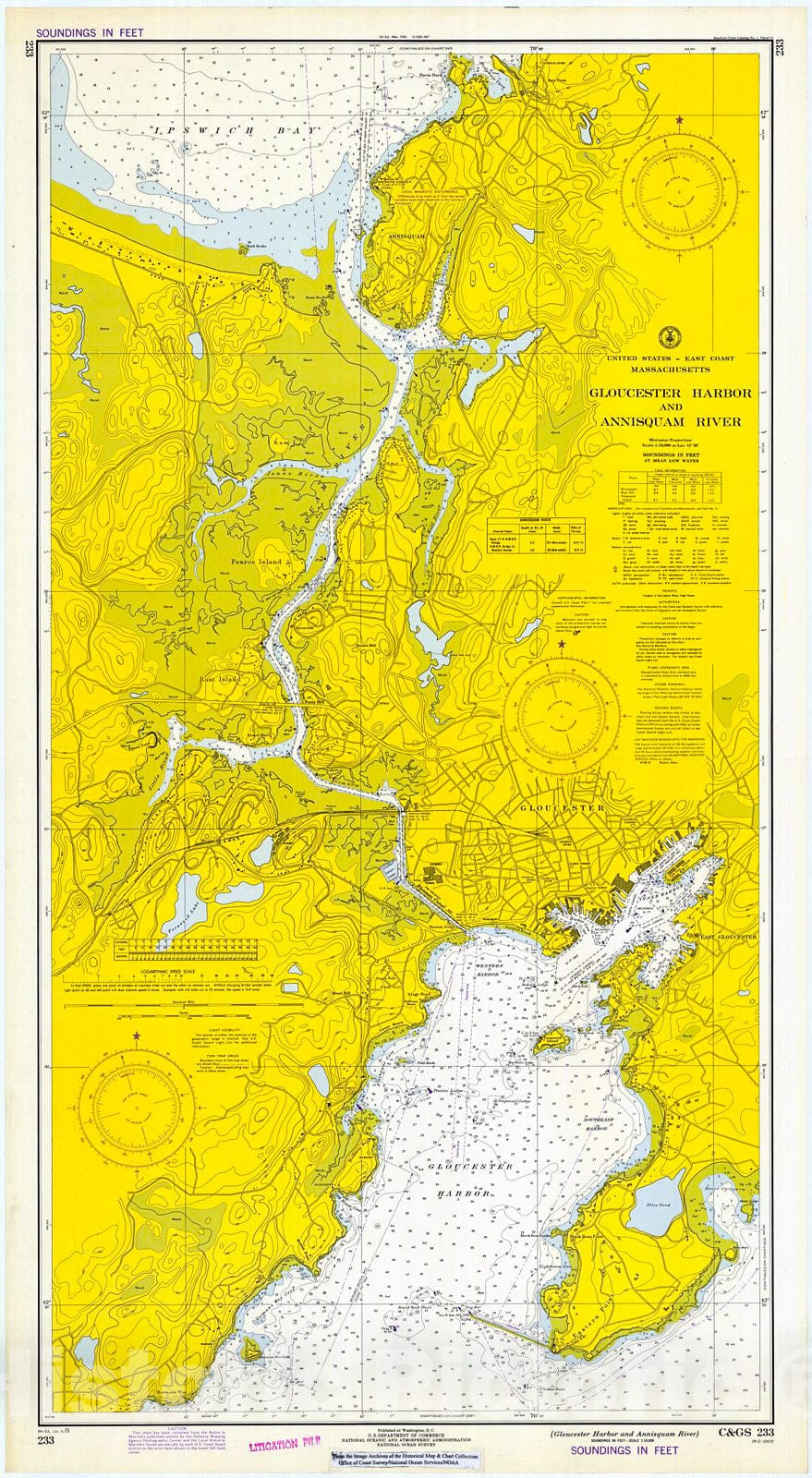 Historic Nautical Map - Gloucester Harbor And Annisquam River, Massachusetts, 1973 NOAA Chart - Vintage Wall Art