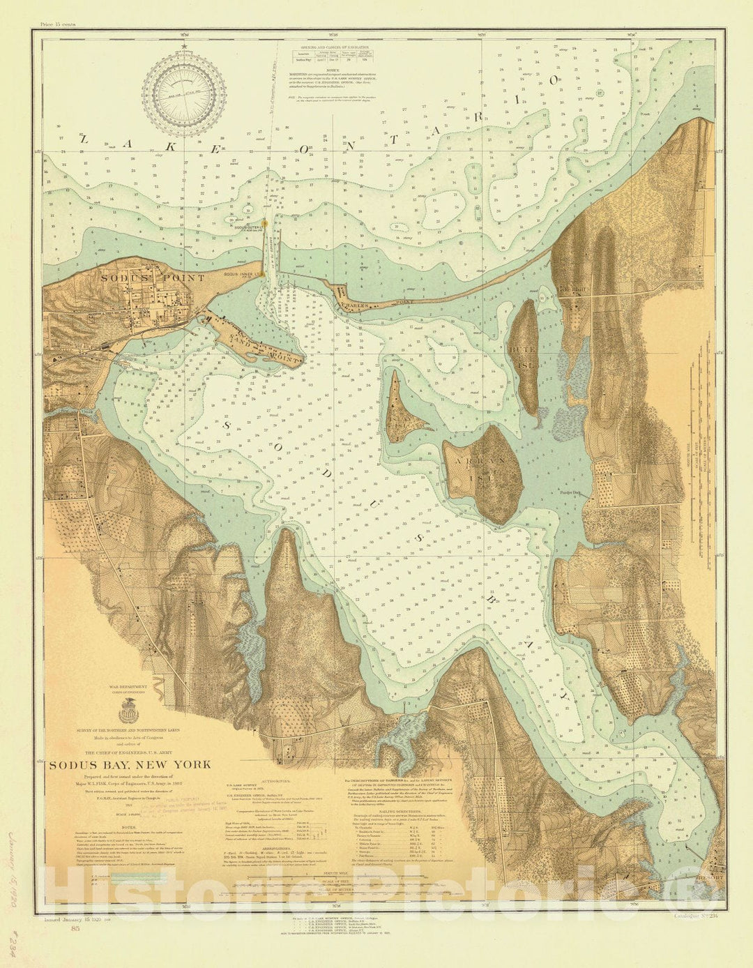 Historic Nautical Map - Sodus Bay. New York, 1920 NOAA Chart - Vintage Wall Art