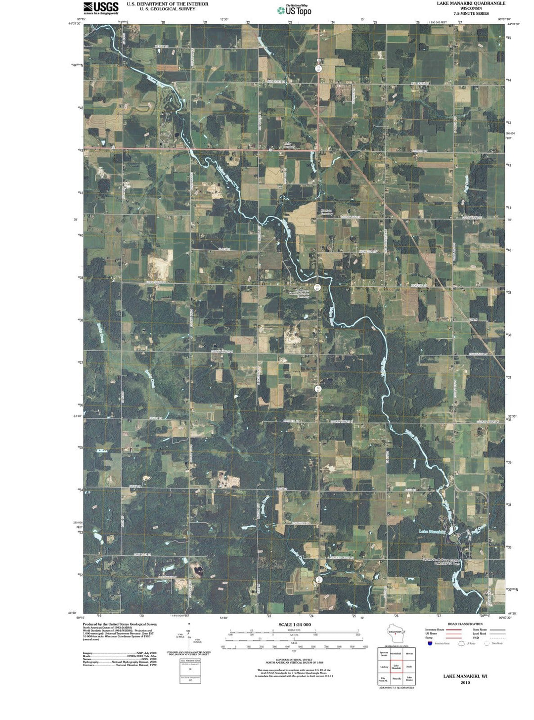 2010 Lake Manakiki, WI - Wisconsin - USGS Topographic Map