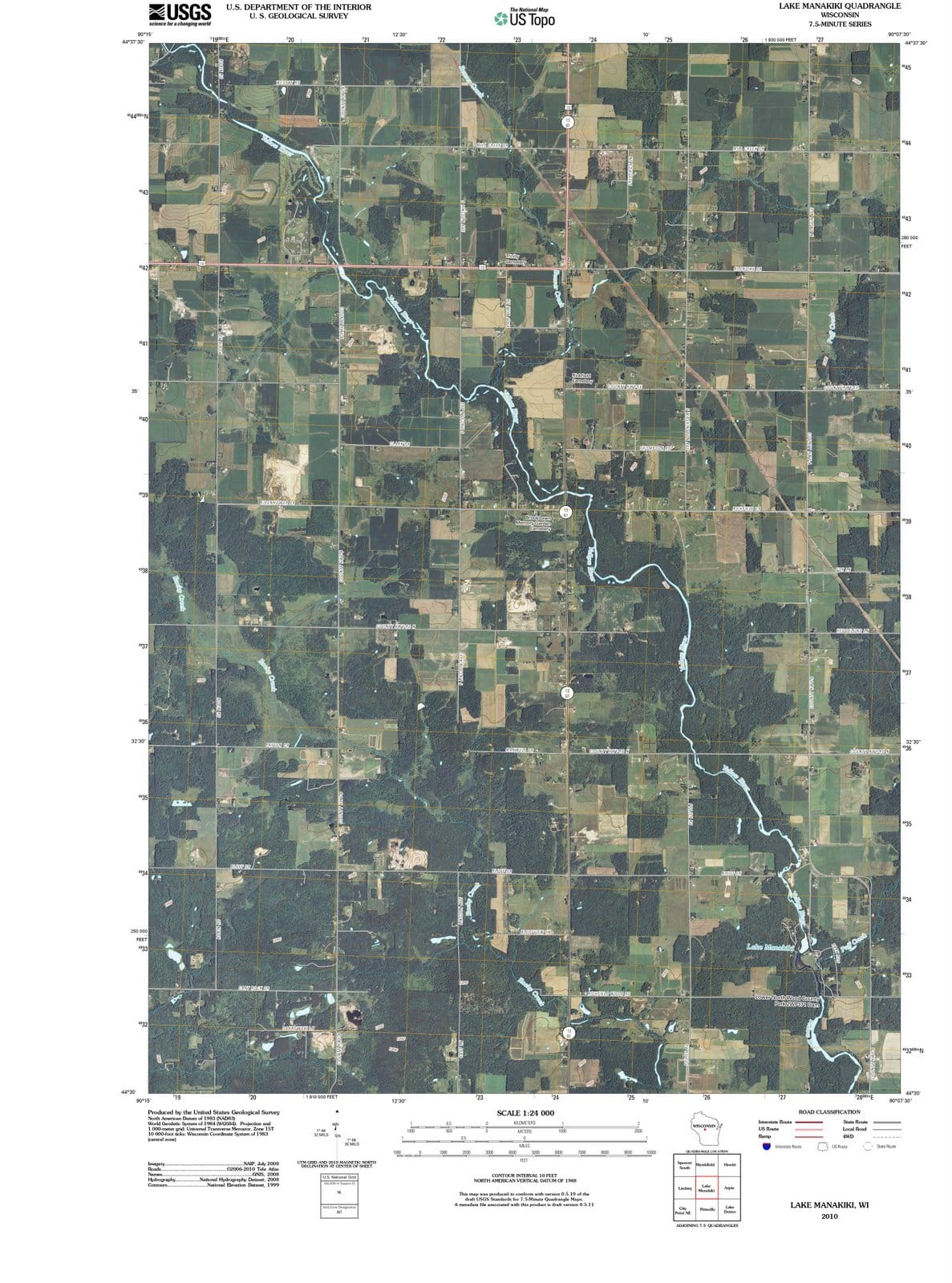 2010 Lake Manakiki, WI - Wisconsin - USGS Topographic Map