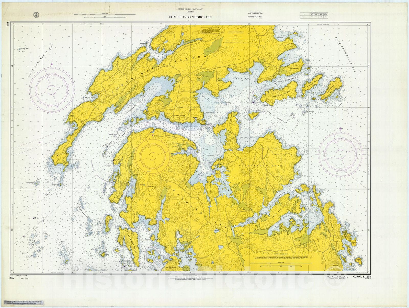 Historic Historic Nautical Map - Fox Islands Thorofare, 1966 NOAA Chart - Antique Vintage Decor Poster Wall Art Reproduction