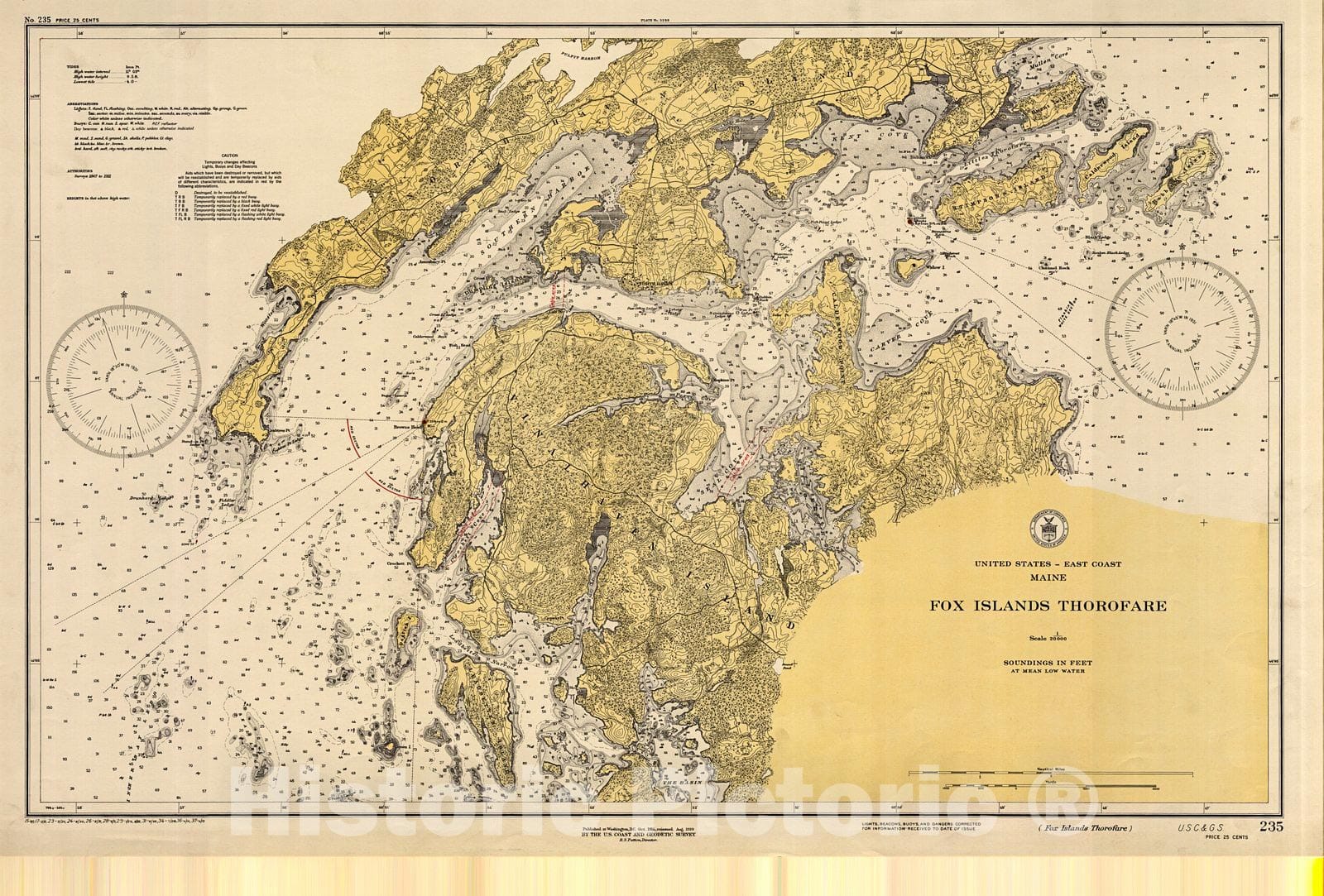 Historic Nautical Map - Fox Islands Thorofare, 1937 NOAA Chart - Vintage Wall Art