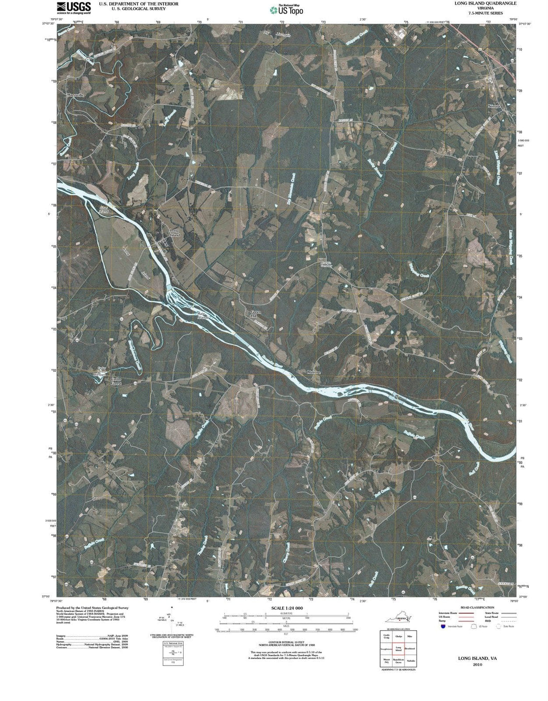 2010 Long Island, VA - Virginia - USGS Topographic Map