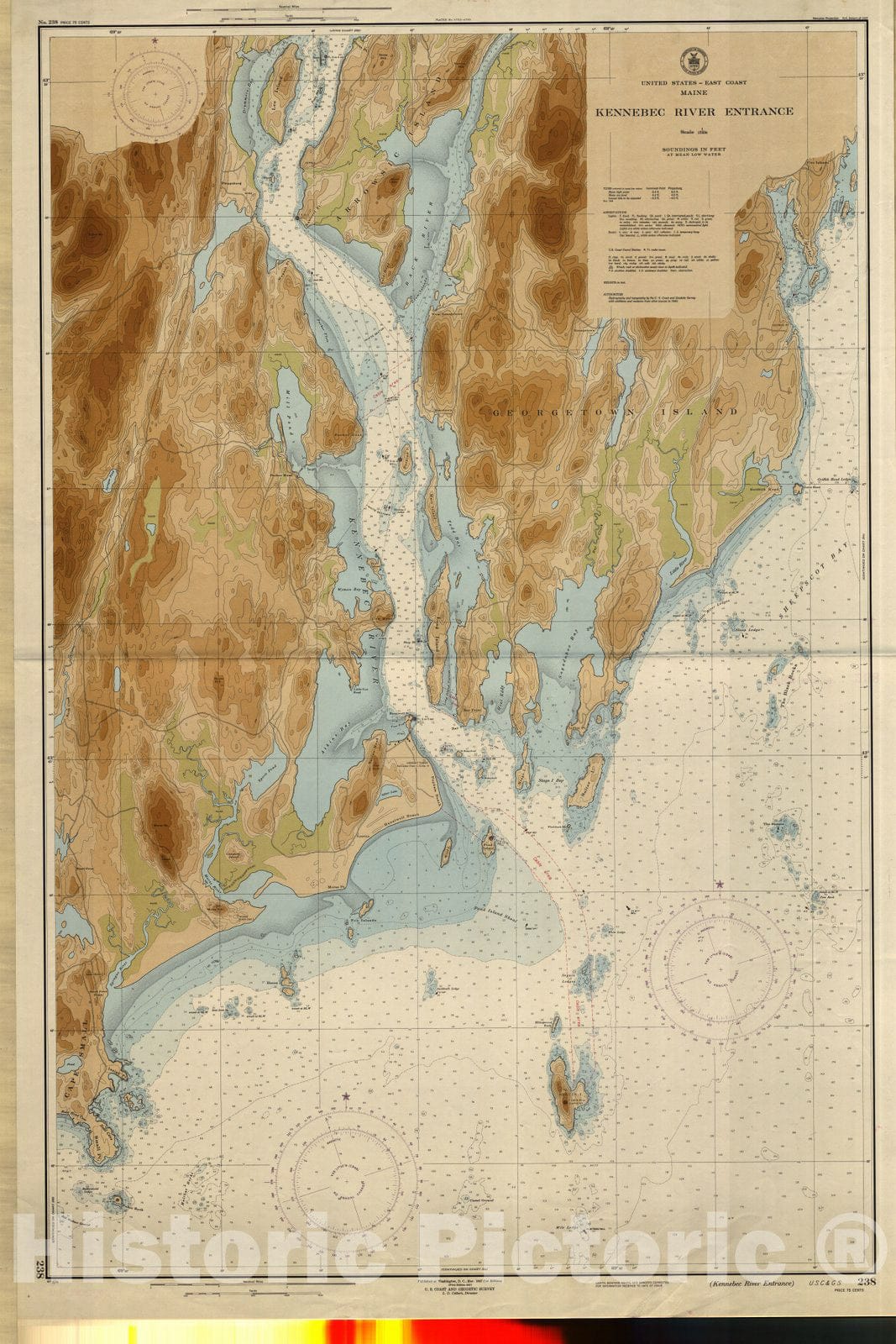 Historic Nautical Map - Kennebec River Entrance, 1947 NOAA Chart - Vintage Wall Art