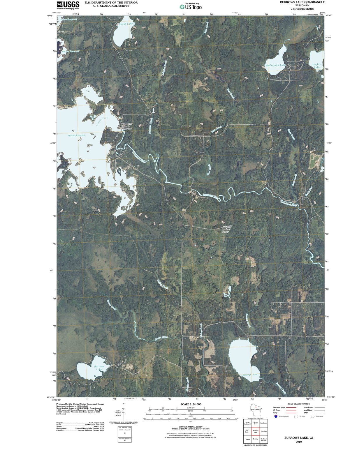 2010 Burrows Lake, WI - Wisconsin - USGS Topographic Map