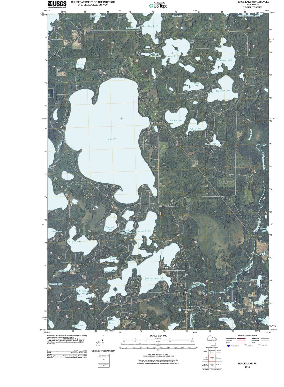 2010 Fence Lake, WI - Wisconsin - USGS Topographic Map