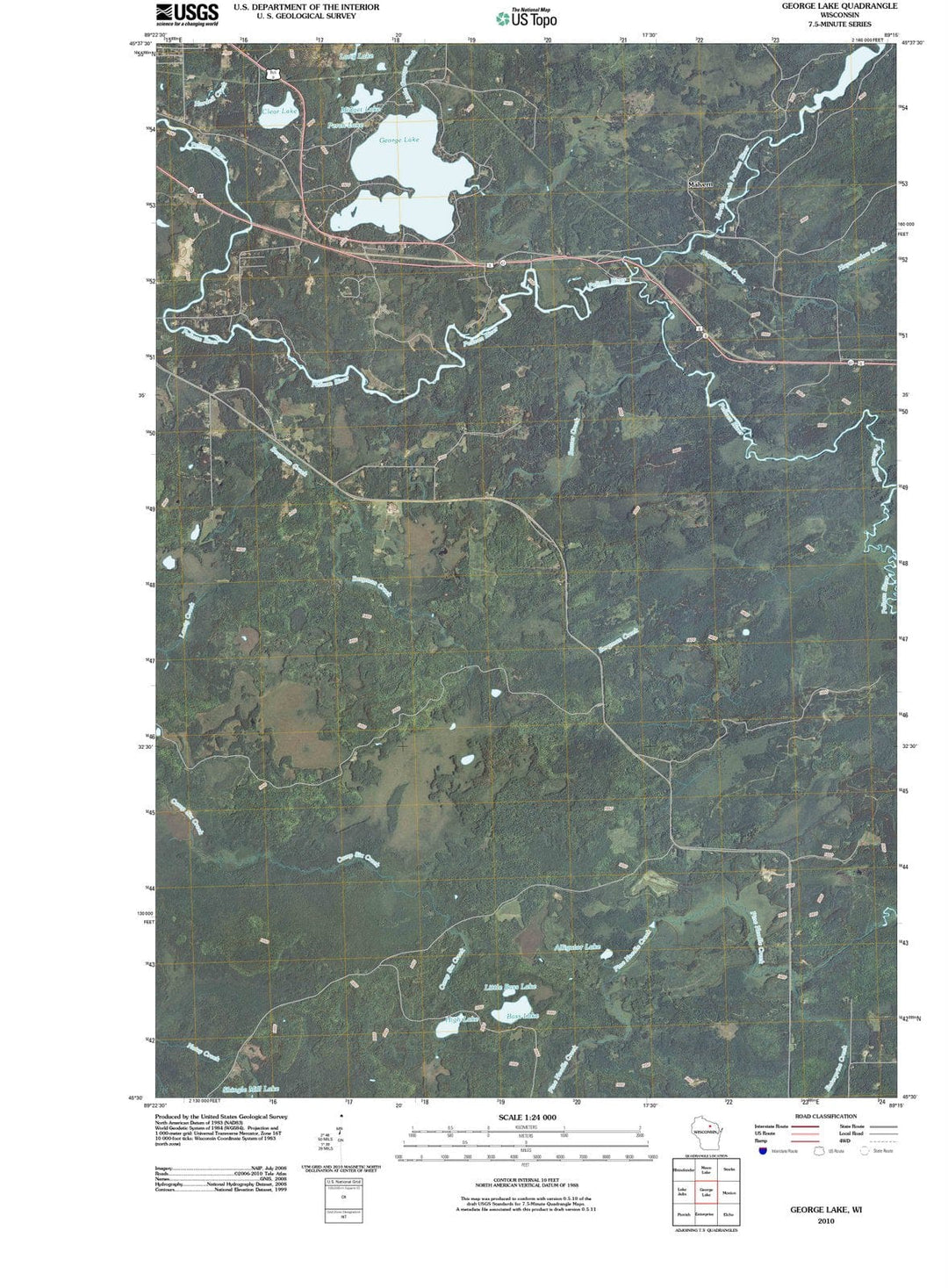 2010 George Lake, WI - Wisconsin - USGS Topographic Map