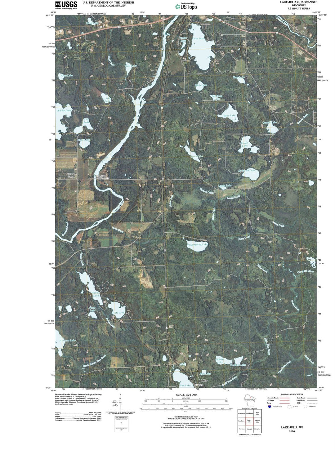 2010 Lake Julia, WI - Wisconsin - USGS Topographic Map