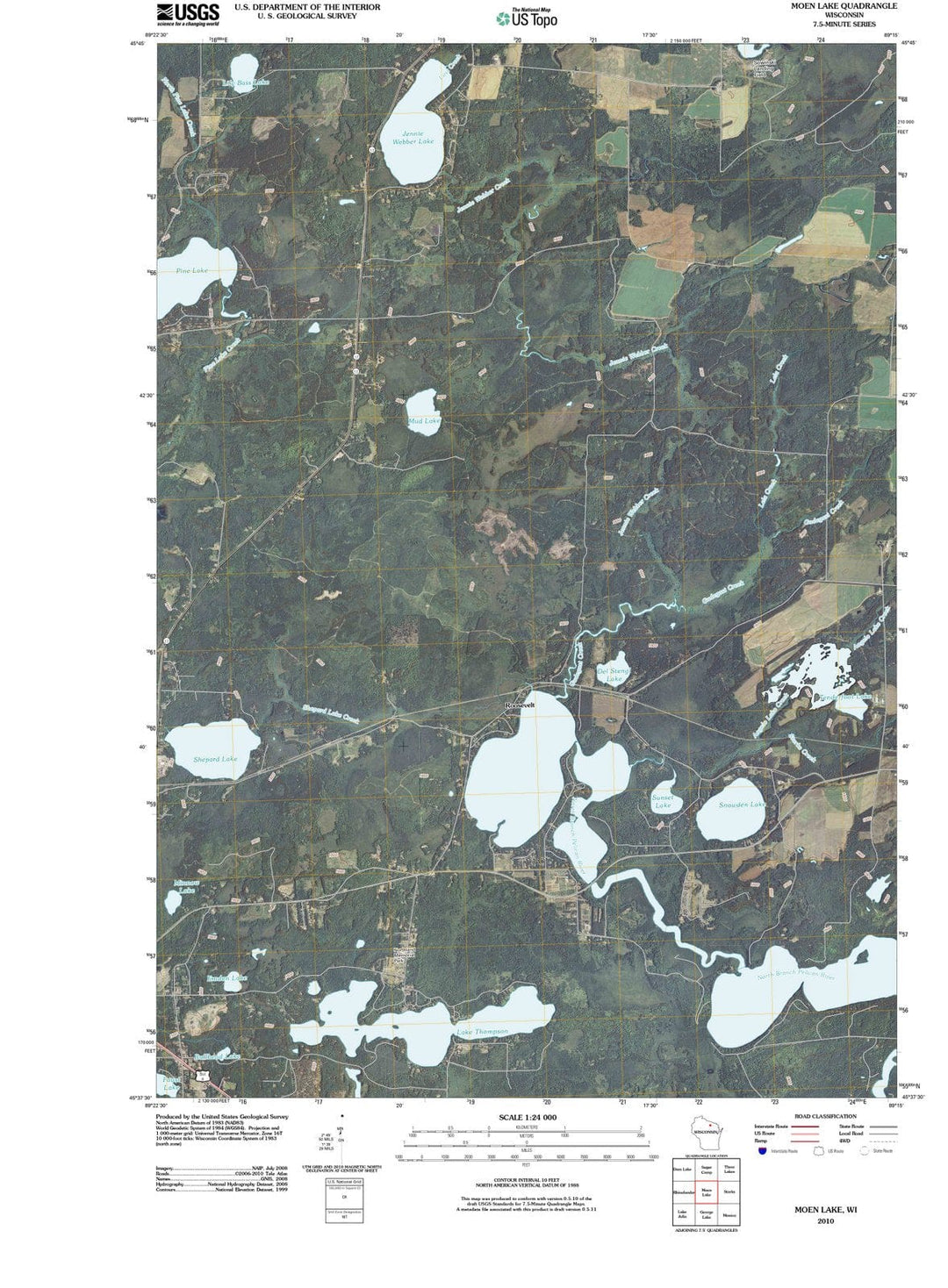 2010 Moen Lake, WI - Wisconsin - USGS Topographic Map