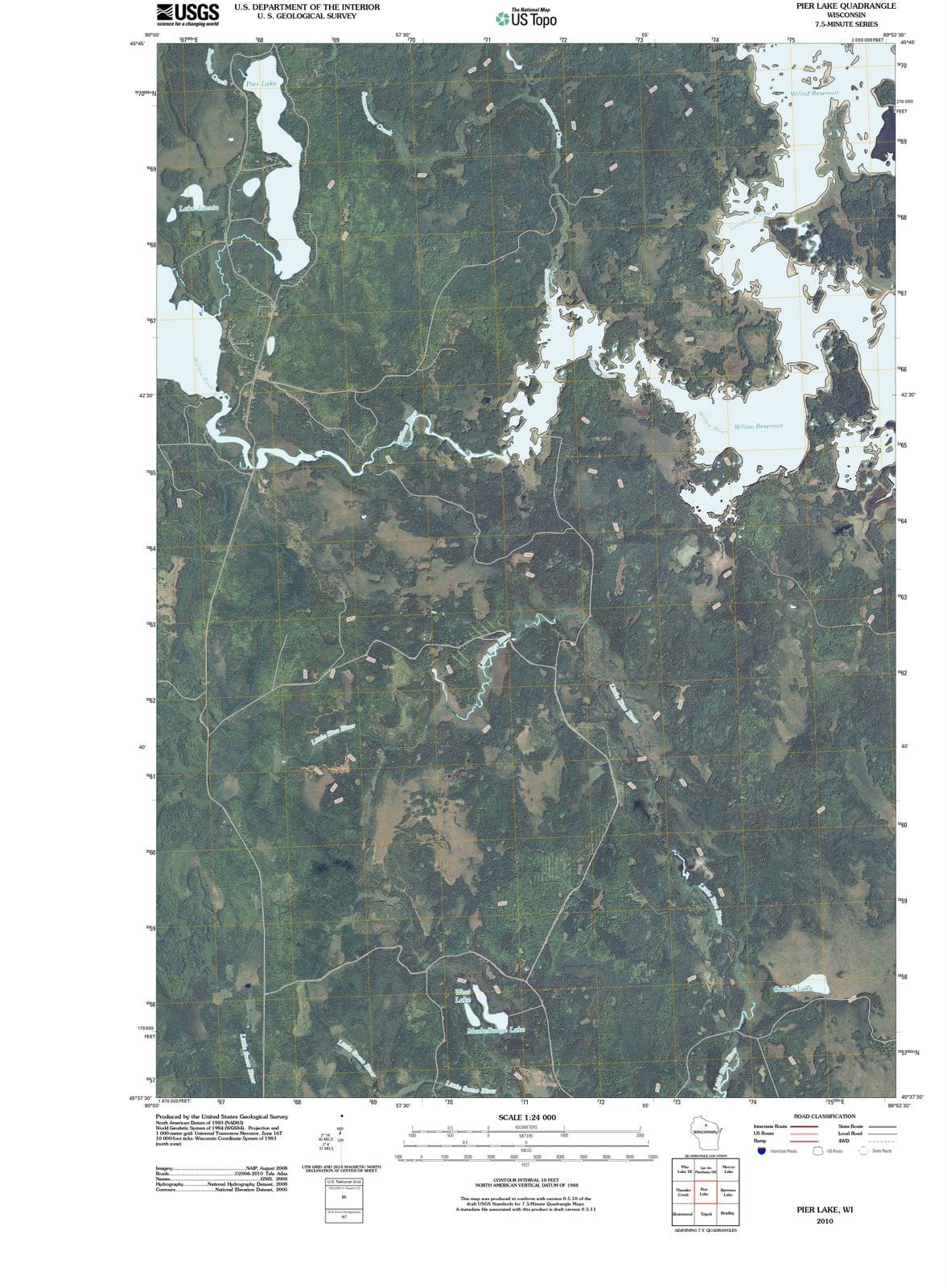 2010 Pier Lake, WI - Wisconsin - USGS Topographic Map