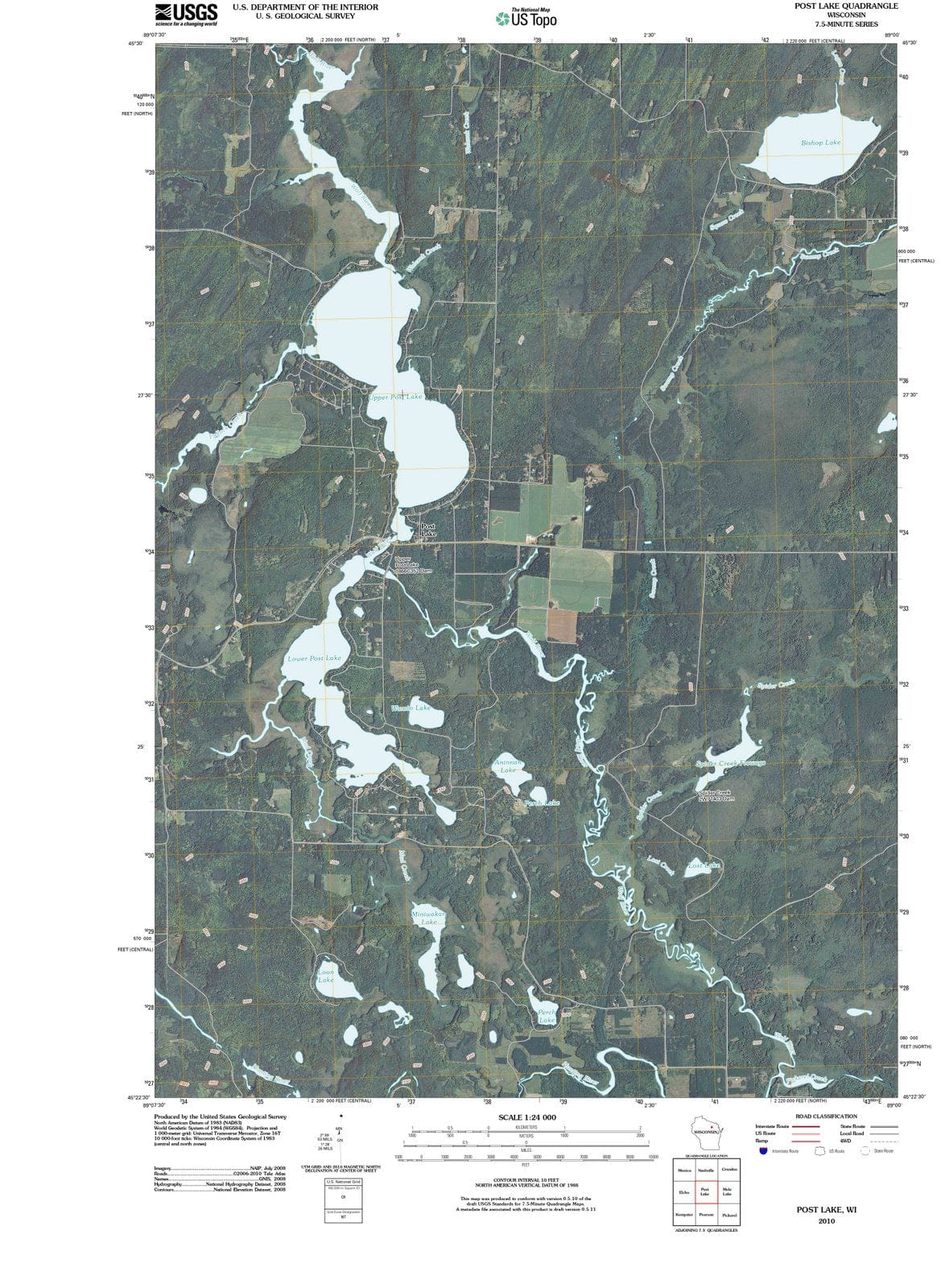 2010 Post Lake, WI - Wisconsin - USGS Topographic Map