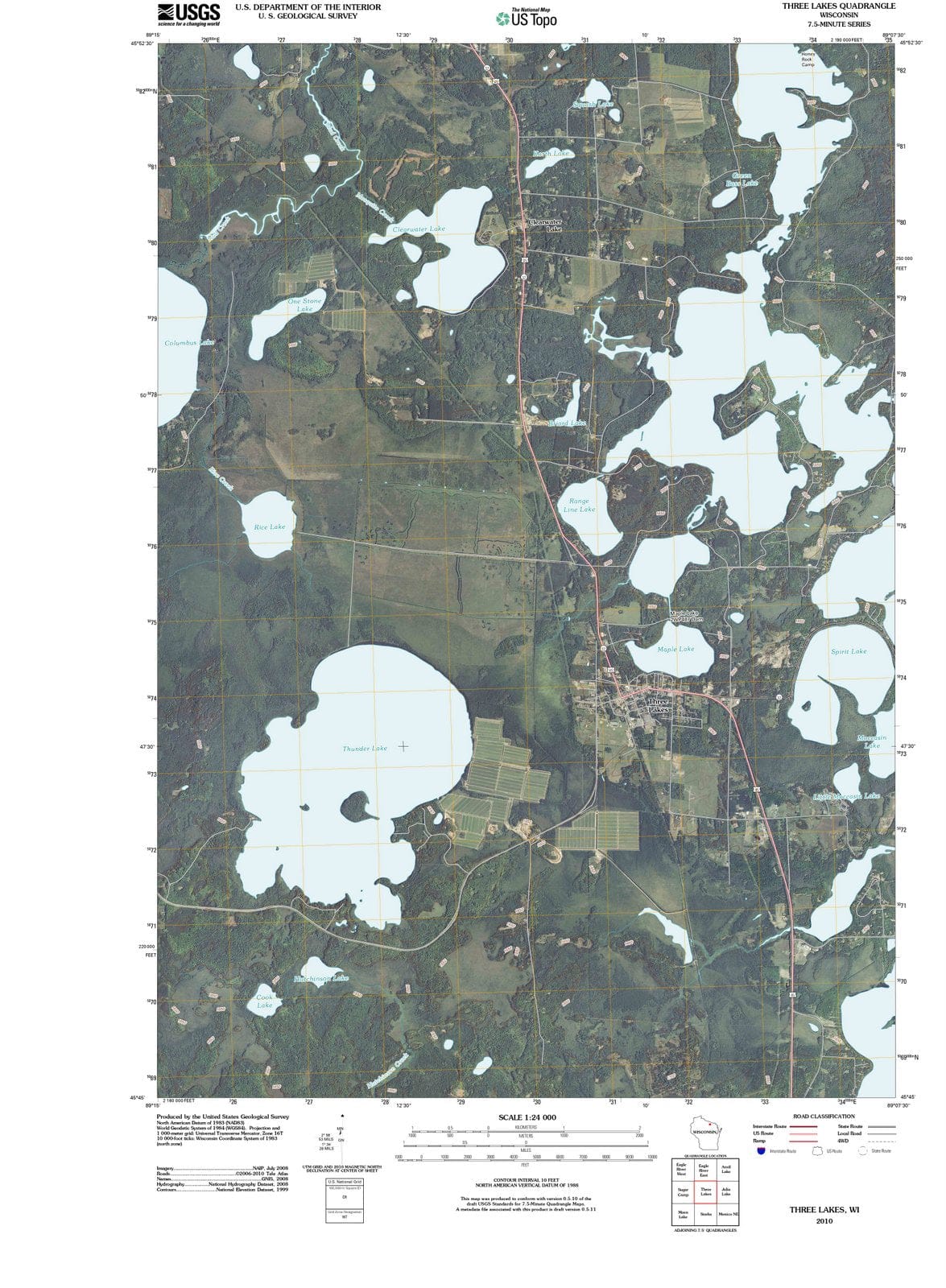 2010 Three Lakes, WI - Wisconsin - USGS Topographic Map