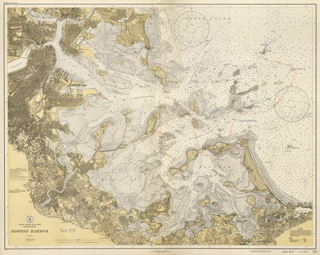 Historic Nautical Map - Boston Harbor, 1932 NOAA Chart - Vintage Wall Art