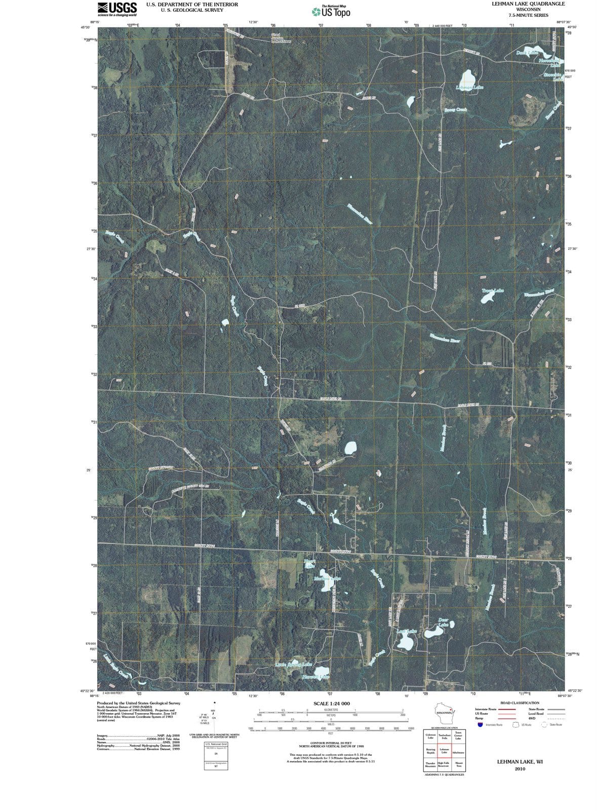 2010 Lehman Lake, WI - Wisconsin - USGS Topographic Map