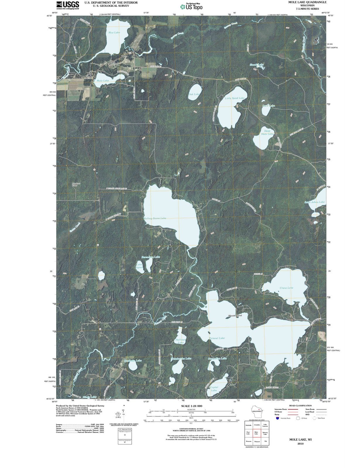 2010 Mole Lake, WI - Wisconsin - USGS Topographic Map