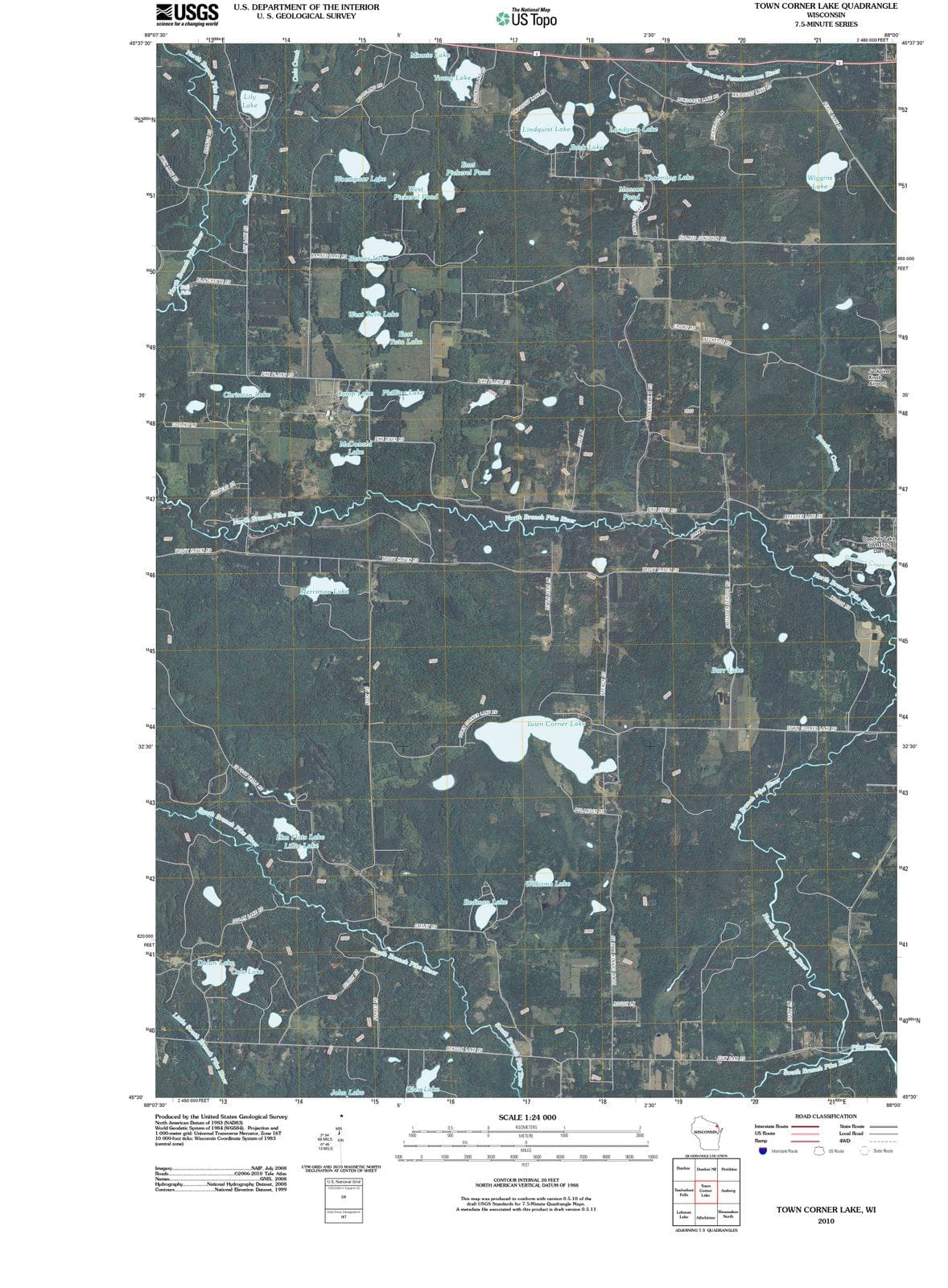 2010 Town Corner Lake, WI - Wisconsin - USGS Topographic Map