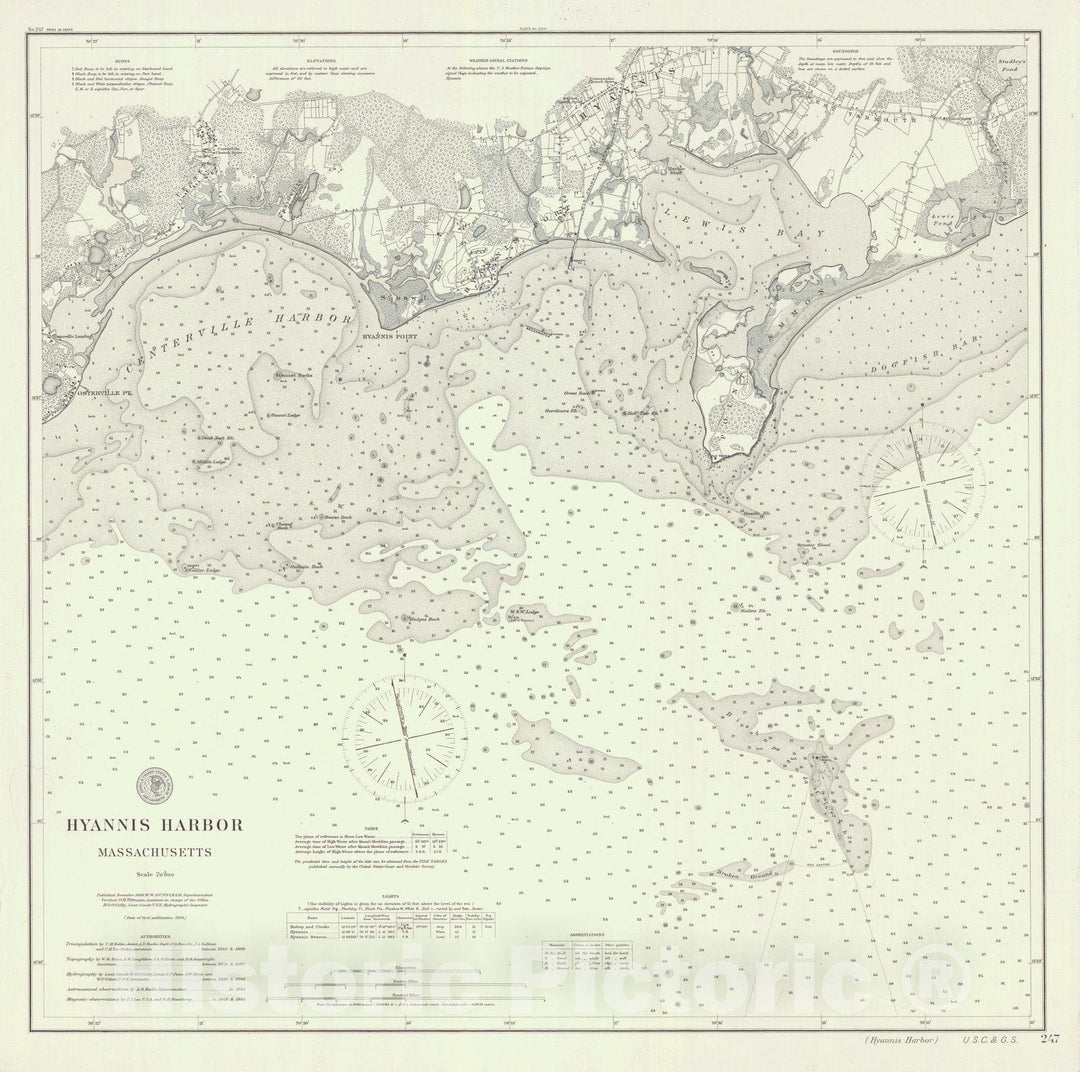 Historic Nautical Map - Hyannis Harbor, 1894 NOAA Chart - Vintage Wall Art