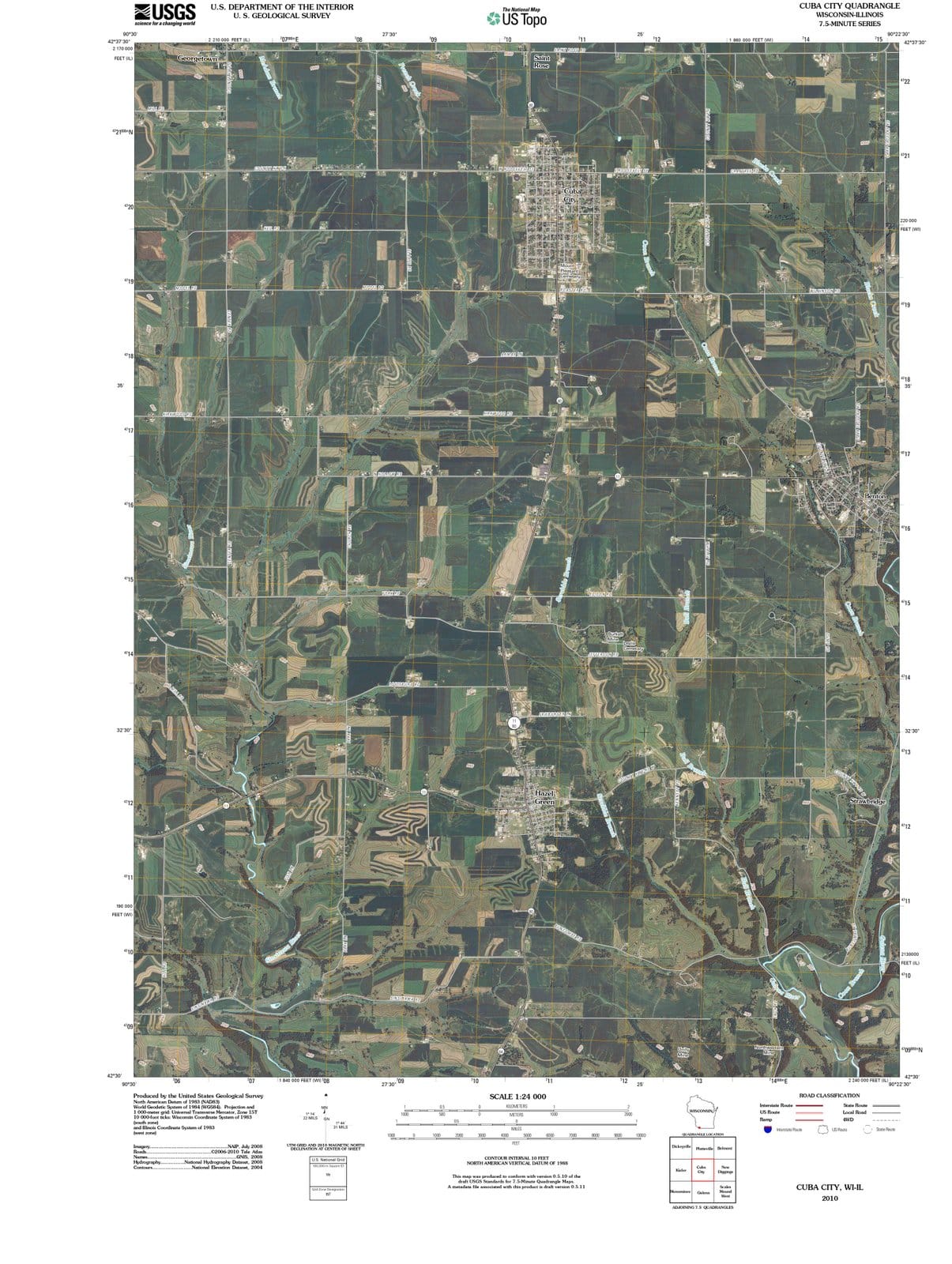 2010 Cuba City, WI - Wisconsin - USGS Topographic Map