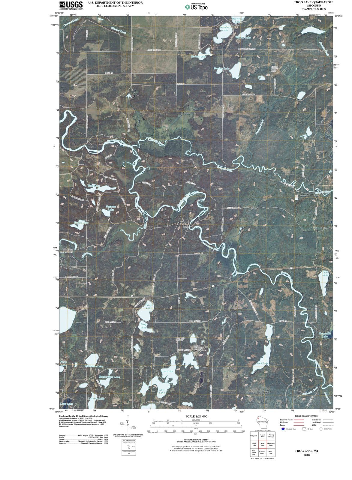 2010 Frog Lake, WI - Wisconsin - USGS Topographic Map