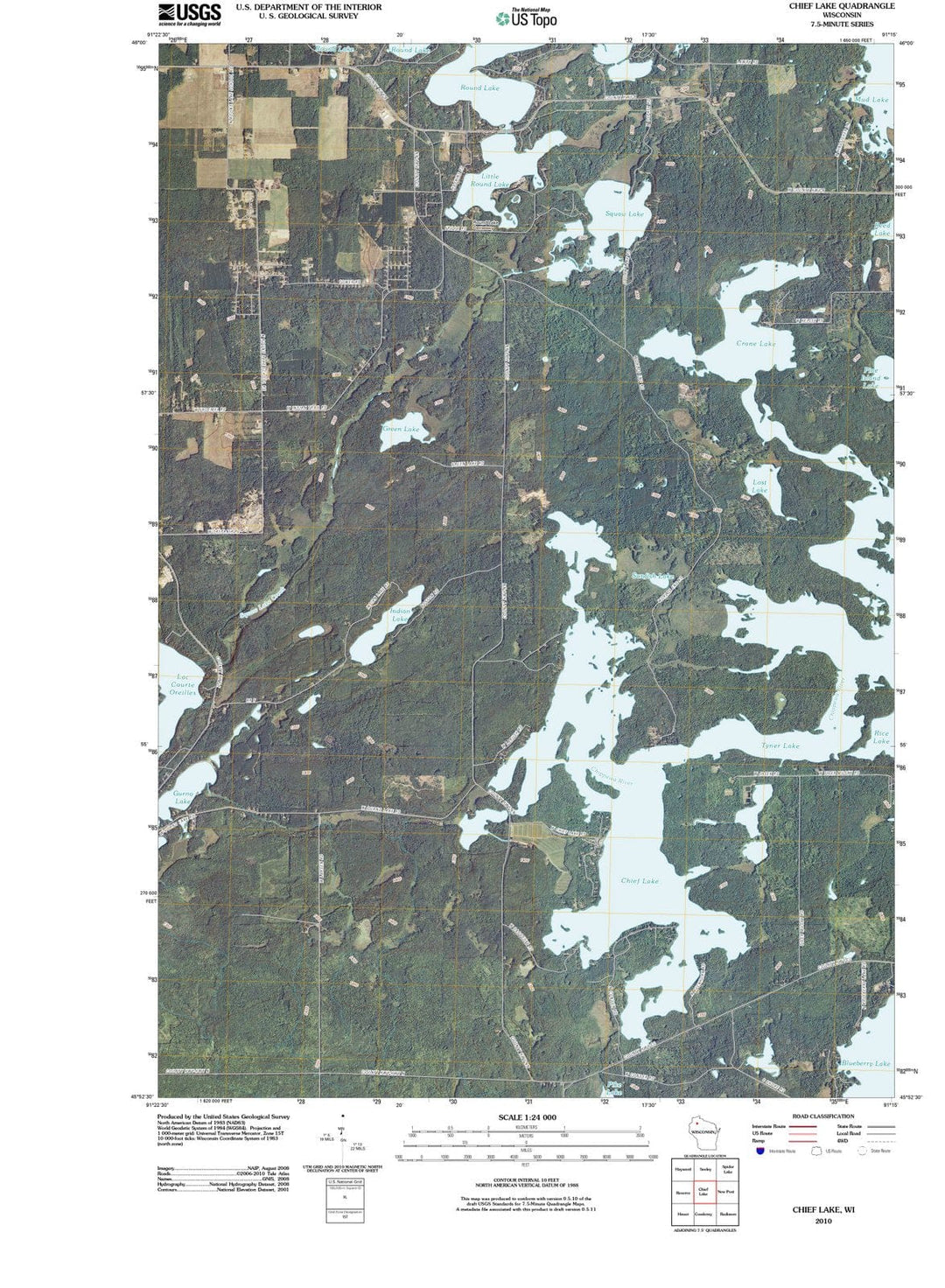 2010 Chief Lake, WI - Wisconsin - USGS Topographic Map