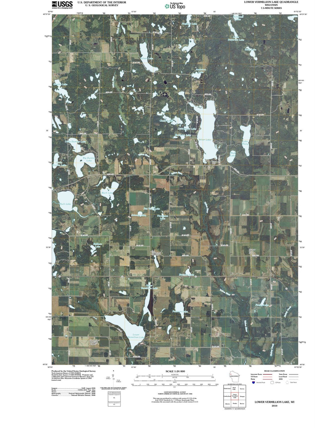 2010 Lower Vermillion Lake, WI - Wisconsin - USGS Topographic Map